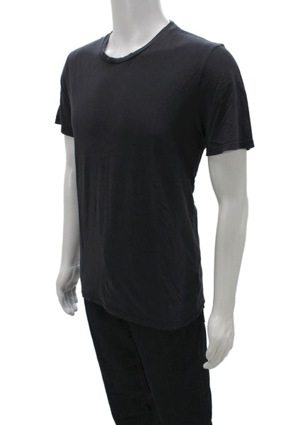 Vince Mens Basic Black Pima Cotton Crew Neck T-Shirt Size L