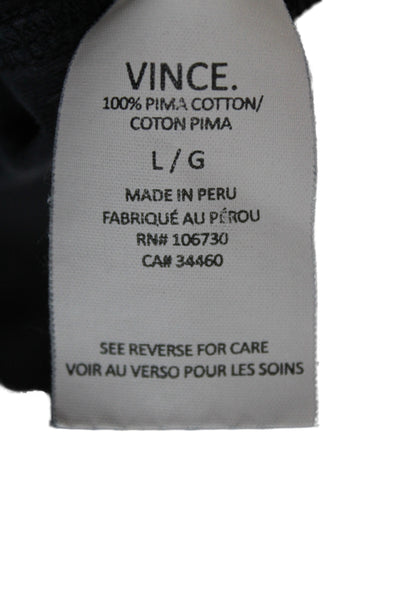 Vince Mens Basic Black Pima Cotton Crew Neck T-Shirt Size L
