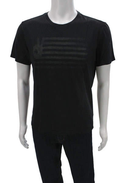 John Varvatos Star USA Mens Basic Black Peace Sign Graphic T-Shirt Size M