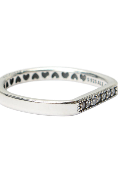 Pandora Womens 925 Silver Cubic Zirconia Sparking Stacking Bar Sz 5.5 NWOT