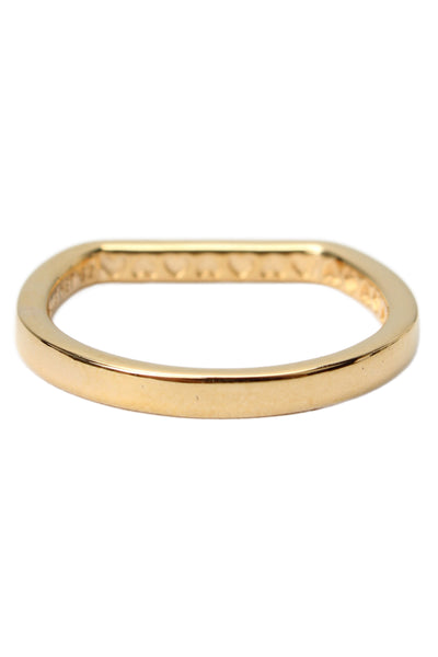 Pandora Womens Gold Tone Logo Bar Stacking Ring Sz 6