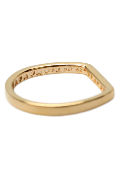 Pandora Womens Gold Tone Logo Bar Stacking Ring Sz 6