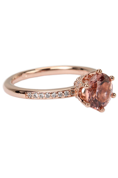 Pandora Womens Rose Gold Tone Cubic Zirconia Sparkling Crown Ring Sz 4.5 NWOT