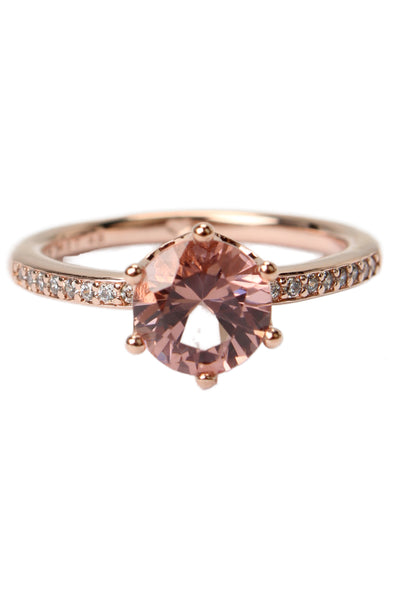 Pandora Womens Rose Gold Tone Cubic Zirconia Sparkling Crown Ring Sz 4.5 NWOT
