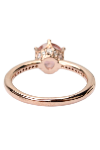 Pandora Womens Rose Gold Tone Cubic Zirconia Sparkling Crown Ring Sz 4.5 NWOT
