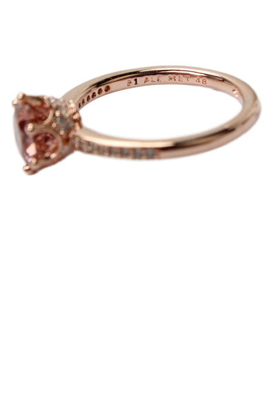 Pandora Womens Rose Gold Tone Cubic Zirconia Sparkling Crown Ring Sz 4.5 NWOT