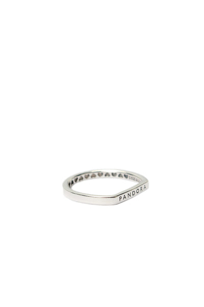 Pandora Womens 925 Silver Logo Bar Stacking Ring Sz 5.5 1.6g NWOT