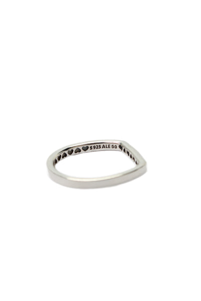 Pandora Womens 925 Silver Logo Bar Stacking Ring Sz 5.5 1.6g NWOT