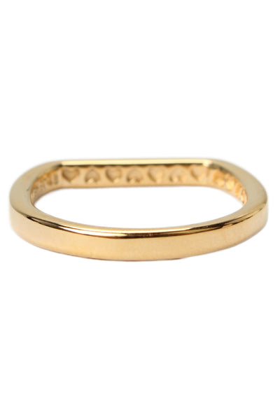 Pandora Womens Gold Tone Logo Bar Stacking Ring Sz 4.5