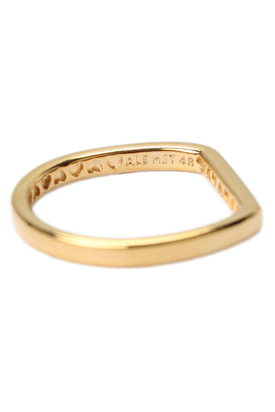 Pandora Womens Gold Tone Logo Bar Stacking Ring Sz 4.5
