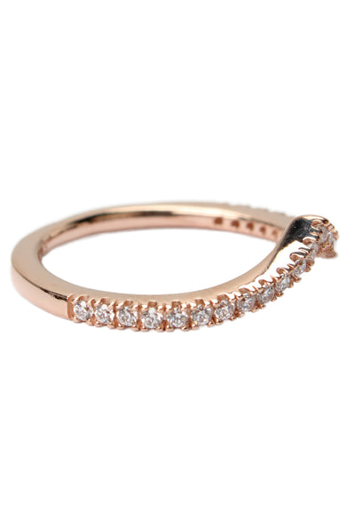 Pandora Womens Rose Gold Tone Cubic Zirconia Sparkling Wishbone Ring Sz 4.5 NWOT