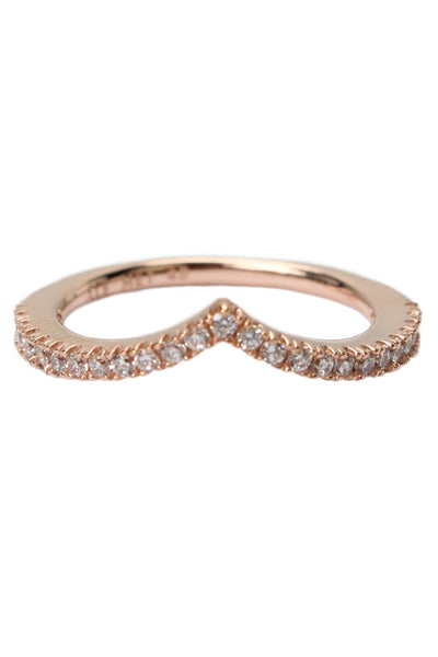 Pandora Womens Rose Gold Tone Cubic Zirconia Sparkling Wishbone Ring Sz 4.5 NWOT