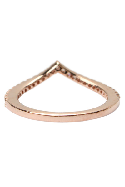 Pandora Womens Rose Gold Tone Cubic Zirconia Sparkling Wishbone Ring Sz 4.5 NWOT