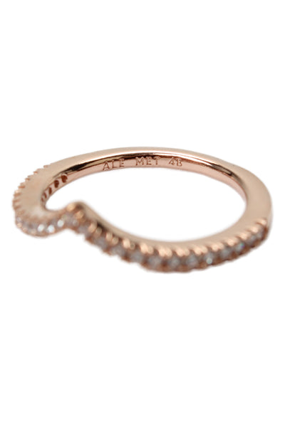 Pandora Womens Rose Gold Tone Cubic Zirconia Sparkling Wishbone Ring Sz 4.5 NWOT