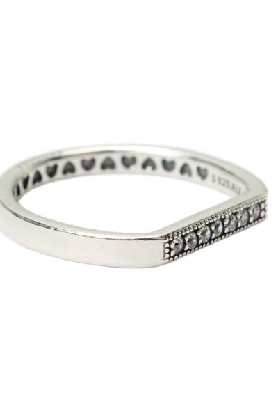 Pandora Womens 925 Silver Cubic Zirconia Sparking Stacking Bar Sz 6