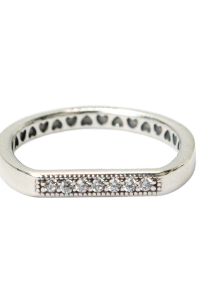 Pandora Womens 925 Silver Cubic Zirconia Sparking Stacking Bar Sz 6