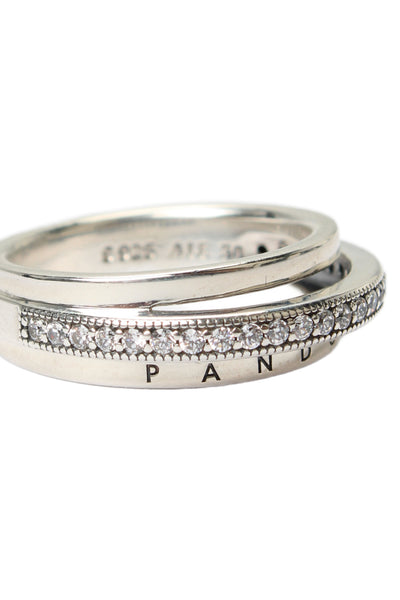 Pandora Womens 925 Silver Cubic Zirconia Triple Band Pave Ring Sz 5