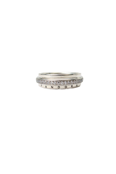 Pandora Womens 925 Silver Cubic Zirconia Triple Band Pave Ring Sz 5