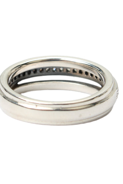 Pandora Womens 925 Silver Cubic Zirconia Triple Band Pave Ring Sz 6 NWOT