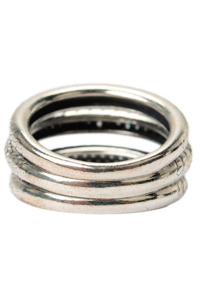 Pandora Womens 925 Silver Cubic Zirconia Triple Band Pave Snake Ring Sz 5