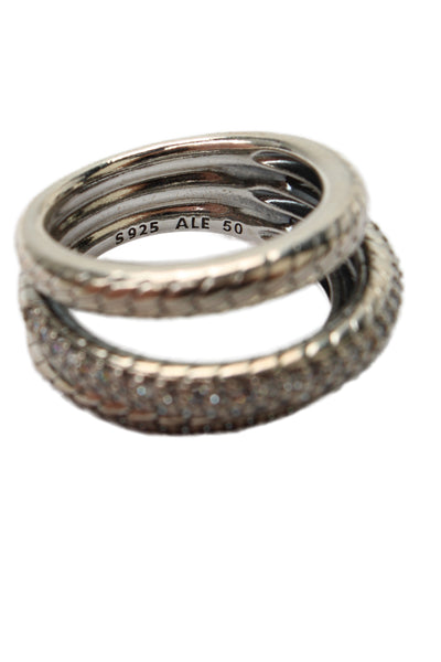 Pandora Womens 925 Silver Cubic Zirconia Triple Band Pave Snake Ring Sz 5