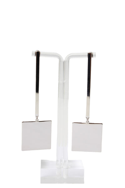 Jenny Bird Womens Silver Tone Long Square Drop Earrings