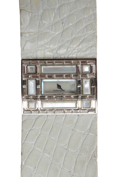 Valentino Womens Silver Tone Crystal White Fascia 87-51-100 Quartz Watch 39mm