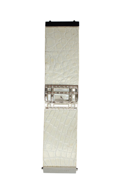 Valentino Womens Silver Tone Crystal White Fascia 87-51-100 Quartz Watch 39mm
