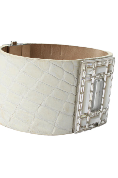 Valentino Womens Silver Tone Crystal White Fascia 87-51-100 Quartz Watch 39mm