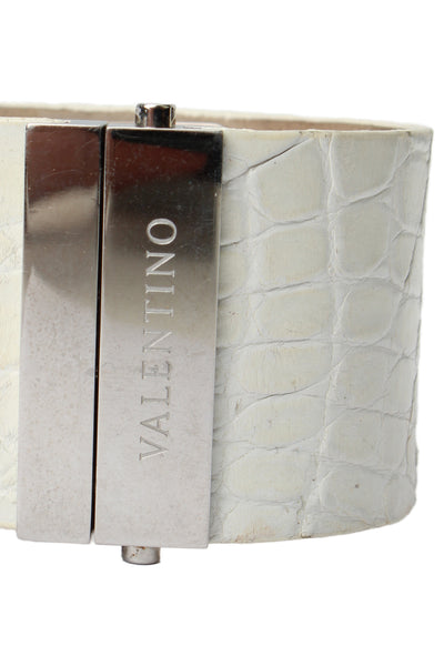 Valentino Womens Silver Tone Crystal White Fascia 87-51-100 Quartz Watch 39mm