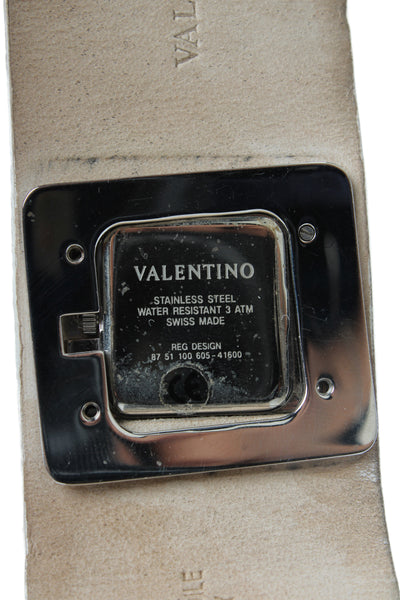Valentino Womens Silver Tone Crystal White Fascia 87-51-100 Quartz Watch 39mm