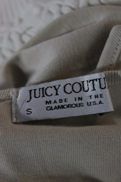 Juicy Couture Womens Beige Basic T-Shirt Round Neck Short Sleeve Cotton Size S