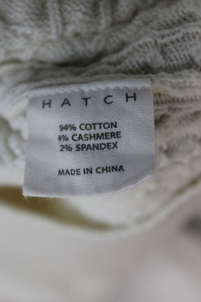 Hatch Womens Ivory Herringbone Collared Pullover Sweater Long Sleeve Size 2