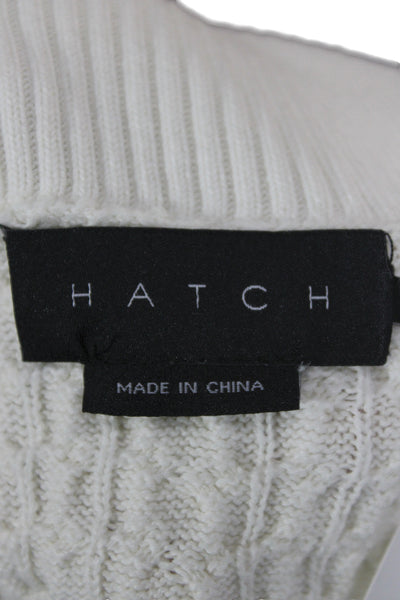 Hatch Womens Ivory Herringbone Collared Pullover Sweater Long Sleeve Size 2