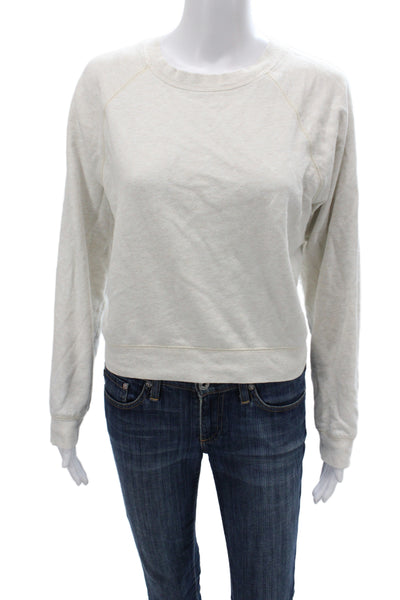 Z Supply Women Basic Sweatshirt Beige Cotton Crew Neck Long Sleeve Size S