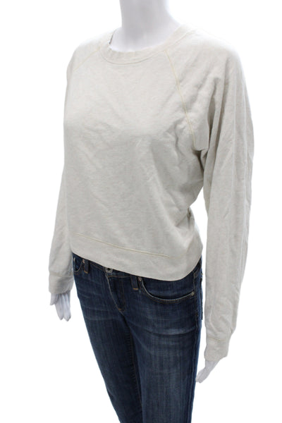 Z Supply Women Basic Sweatshirt Beige Cotton Crew Neck Long Sleeve Size S