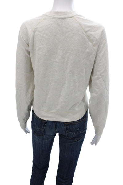 Z Supply Women Basic Sweatshirt Beige Cotton Crew Neck Long Sleeve Size S