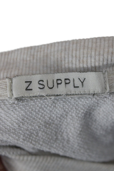 Z Supply Women Basic Sweatshirt Beige Cotton Crew Neck Long Sleeve Size S