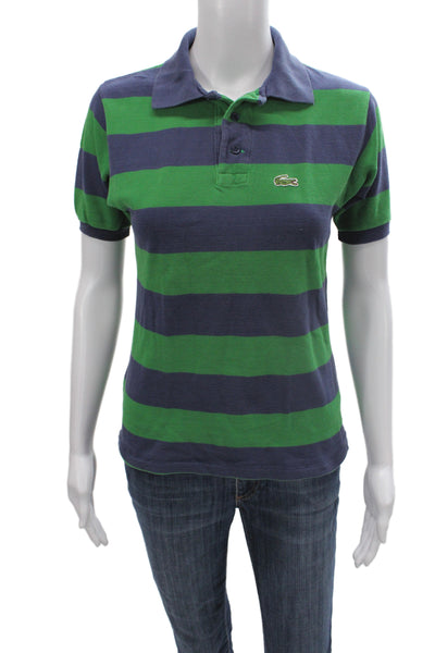 Lacoste Mens Striped Polo Collared Short Sleeve Cotton Blue Size S