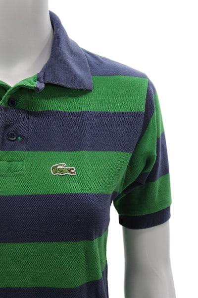 Lacoste Mens Striped Polo Collared Short Sleeve Cotton Blue Size S