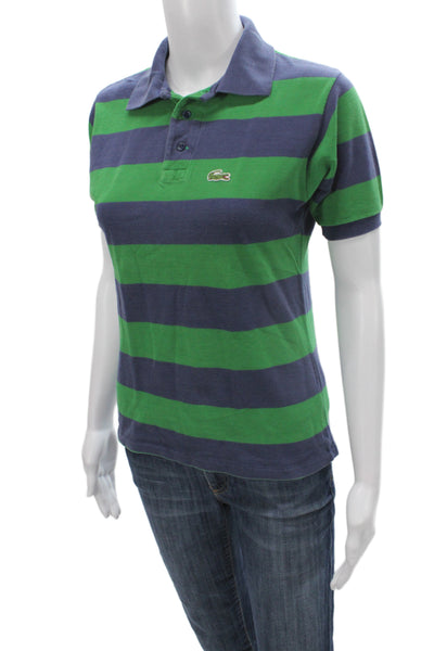 Lacoste Mens Striped Polo Collared Short Sleeve Cotton Blue Size S