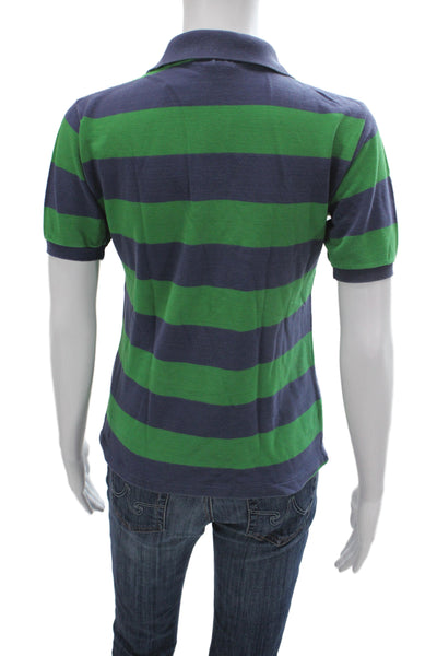 Lacoste Mens Striped Polo Collared Short Sleeve Cotton Blue Size S