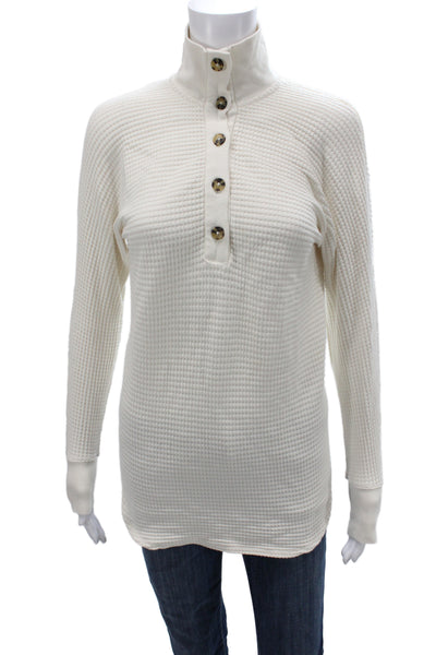 Hatch Womens Ivory Henley Tunic Button Up Long Sleeve Cotton Size 1