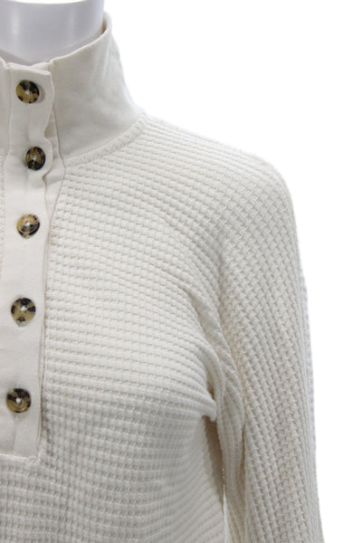 Hatch Womens Ivory Henley Tunic Button Up Long Sleeve Cotton Size 1