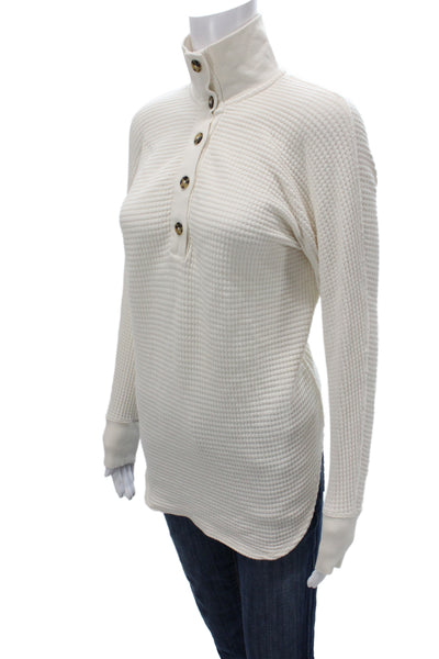 Hatch Womens Ivory Henley Tunic Button Up Long Sleeve Cotton Size 1