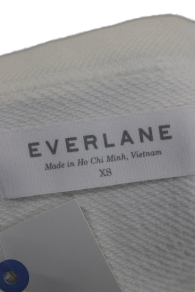 Everlane Women White Cotton Crew Neck Sweatshirt Petite Size XS