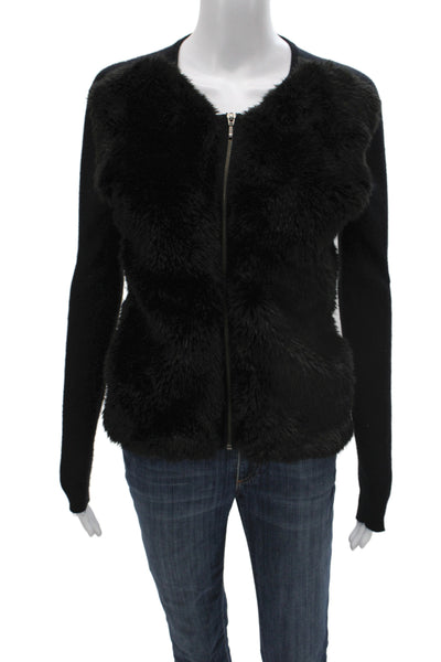 Woolly Minded Womens Cardigan Black Long Sleeve Round Neck 70% Wool Size XS