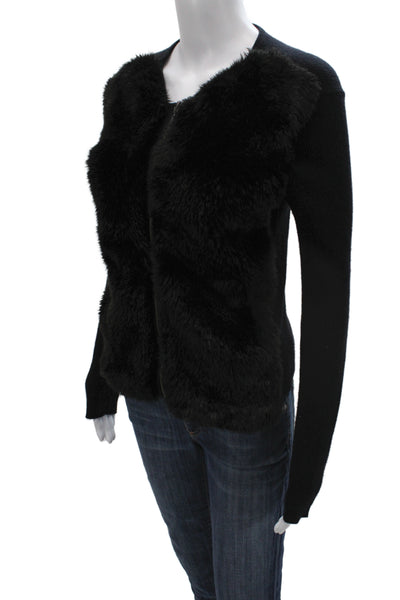 Woolly Minded Womens Cardigan Black Long Sleeve Round Neck 70% Wool Size XS