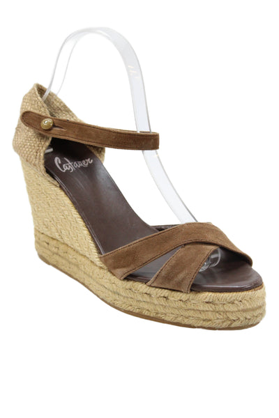Castaner Womens Suede Open Toe Espadrille Wedges Sandals Brown Size 39 9