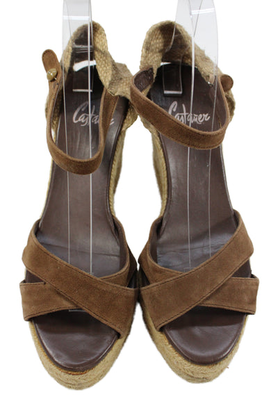 Castaner Womens Suede Open Toe Espadrille Wedges Sandals Brown Size 39 9